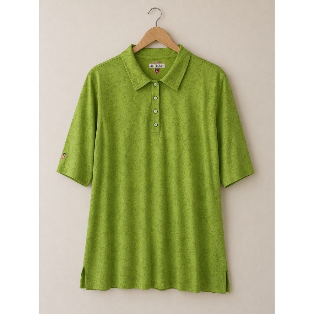 Antigua Men's L Golf Polo Shirt Green Paisley Performance Desert Dry Tennis